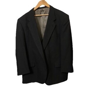 C&R Clothiers Men's 48R 100% Wool Dark Gray Striped Suit Coat